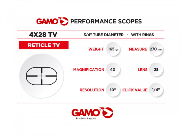 Gamo optički nišan 4x28 TV - Slika 2